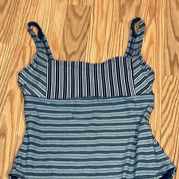 Navy Striped One Piece Swimsuit, XS S - Picture 2 of 9